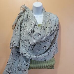 Cabages and Roses Light Asian Galley Ship Print Lightweight Summer Wrap